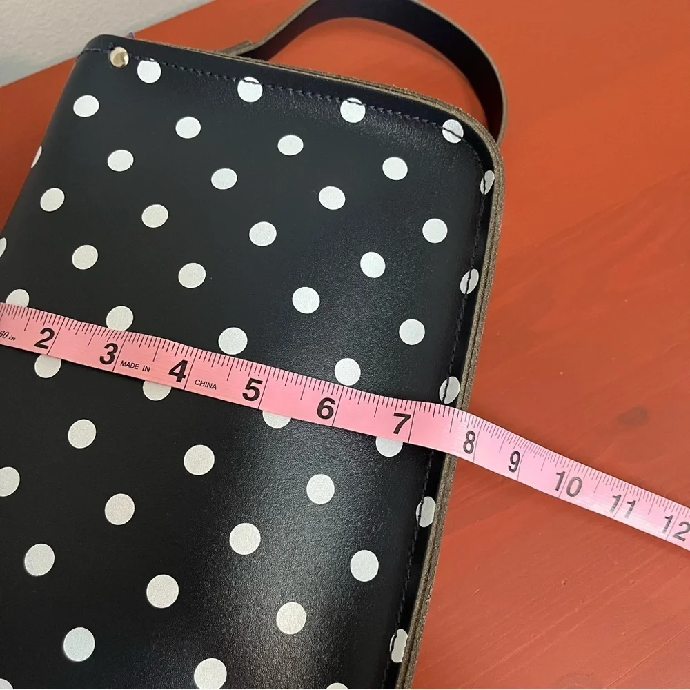 Zatchels Genuine Leather Polka Dot Satchel Crossbody Navy Blue Buckles